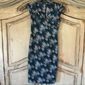 WHBM Dress green, white, and black 
V-Neck dress